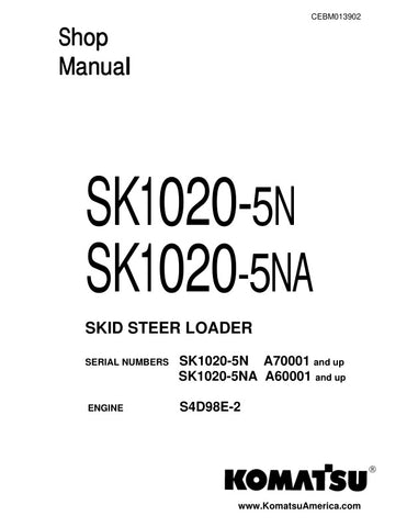 Unlock the full potential of your KOMATSU SK1020-5N and SK1020-5NA skid steer loaders with the comprehensive shop manual (CEBM013902) in PDF format. This essential resource provides detailed maintenance procedures, troubleshooting tips, and technical specifications to ensure your equipment operates at peak performance. With easy navigation and clear illustrations, this manual is designed for both seasoned professionals and DIY enthusiasts, making it an invaluable addition to your toolkit. Enhance your produ