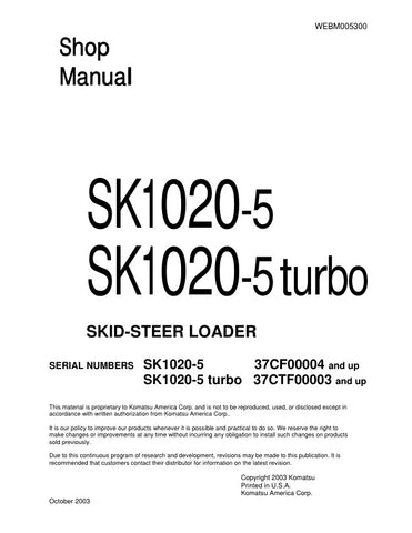 Unlock the full potential of your KOMATSU SK1020-5 Turbo Loader with the comprehensive Shop Manual (WEBM005300) in PDF format. This essential guide provides detailed insights into maintenance, troubleshooting, and repair procedures, ensuring your equipment operates at peak performance. With easy navigation and clear illustrations, this manual is designed for both seasoned professionals and DIY enthusiasts, making it an invaluable resource for keeping your loader in top condition. Don't miss out on the oppor