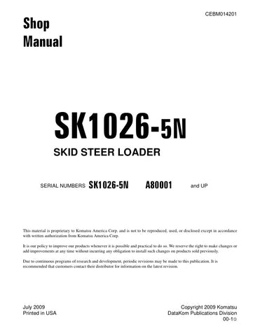 Unlock the full potential of your KOMATSU SK1026-5N A80001 Skid Steer Loader with the comprehensive Shop Manual (CEBM014201) in PDF format. This essential guide provides detailed insights into maintenance, troubleshooting, and repair procedures, ensuring your equipment operates at peak performance. With easy navigation and clear illustrations, this manual is designed for both seasoned professionals and DIY enthusiasts, making it an invaluable resource for keeping your loader in top condition. Don't miss out