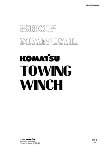 Unlock the full potential of your Komatsu towing winch with the KOMATSU TOWING WINCH SHOP MANUAL SEBT010WT04, available as a convenient PDF file. This comprehensive manual provides detailed instructions, diagrams, and troubleshooting tips to ensure optimal performance and maintenance of your winch. Whether you're a seasoned professional or a DIY enthusiast, this manual is an essential resource for enhancing your equipment's efficiency and longevity. Don't miss out on the opportunity to streamline your opera