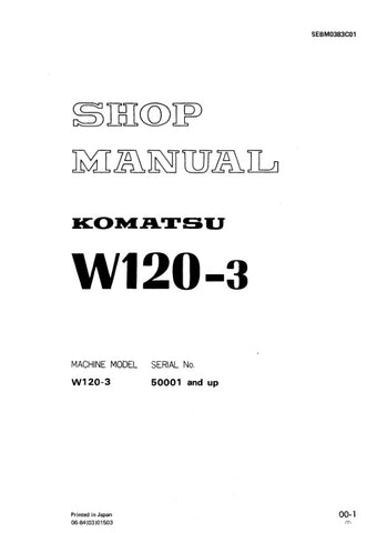 Unlock the full potential of your KOMATSU W120-3 with the comprehensive Shop Manual SEBM0383C01, designed specifically for models 50001 and up. This PDF file is an essential resource for technicians and DIY enthusiasts alike, providing detailed diagrams, troubleshooting tips, and maintenance procedures to keep your equipment running smoothly. With easy navigation and clear instructions, you'll save time and enhance your productivity, ensuring your machinery operates at peak performance. Don't miss out on th