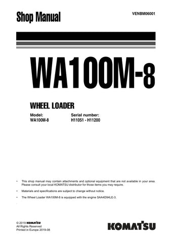 Discover the ultimate resource for maintaining your KOMATSU WA100M-8 Wheel Loader with the comprehensive shop manual VENBM06001. This PDF file is designed to provide you with detailed insights and step-by-step instructions, ensuring that you can perform repairs and maintenance with confidence and precision.
