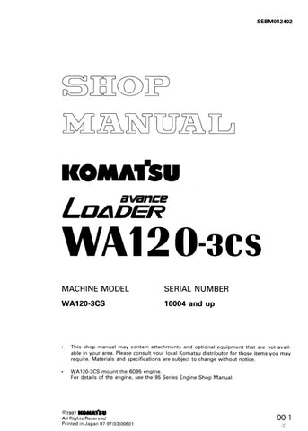 Unlock the full potential of your KOMATSU WA120-3CS with the comprehensive SHOP MANUAL SEBM012402, available in a convenient PDF format. This essential guide provides detailed insights into maintenance, troubleshooting, and repair procedures, ensuring your equipment operates at peak performance. With easy navigation and clear illustrations, this manual is designed for both seasoned professionals and DIY enthusiasts, making it an invaluable resource for keeping your machinery in top condition. Don't miss out