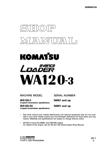 Unlock the full potential of your KOMATSU WA120-3 and WA120-3A (50001 & up) with the comprehensive SHOP MANUAL SEBM005706, available in a convenient PDF format. This essential guide provides detailed insights into maintenance, troubleshooting, and repair procedures, ensuring your equipment operates at peak performance. With easy navigation and clear illustrations, this manual is an invaluable resource for both professionals and DIY enthusiasts, helping you save time and reduce costly downtime. Invest in you