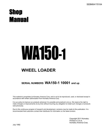Unlock the full potential of your KOMATSU WA150-1 Wheel Loader with the comprehensive Shop Manual SEBM04170104, available in a convenient PDF format. This essential guide provides detailed insights into maintenance, troubleshooting, and repair procedures, ensuring your equipment operates at peak performance. With easy navigation and clear illustrations, this manual is designed for both seasoned professionals and DIY enthusiasts, making it an invaluable resource for keeping your loader in top condition. Don'