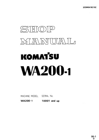 Unlock the full potential of your KOMATSU WA200-1 with the comprehensive Shop Manual SEBM0418C102, designed specifically for models 10001 and up. This PDF file is an essential resource for technicians and operators alike, providing detailed insights into maintenance, troubleshooting, and repair procedures. With clear diagrams and step-by-step instructions, you can ensure optimal performance and longevity of your equipment, making it a must-have for anyone looking to enhance their operational efficiency. Don