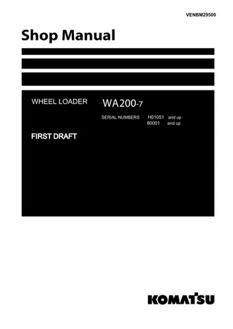  Unlock the full potential of your KOMATSU WA200-7 Wheel Loader with the comprehensive VENBM29500 Shop Manual, available in a convenient PDF format. This essential resource provides detailed insights into maintenance, troubleshooting, and repair procedures, ensuring your equipment operates at peak performance. With easy navigation and clear illustrations, this manual is designed for both seasoned professionals and DIY enthusiasts, making it an invaluable addition to your toolkit. Don't miss the opportunity 