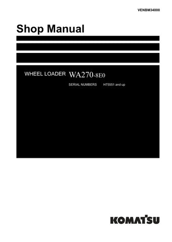 Unlock the full potential of your KOMATSU WA270-8E0 Wheel Loader with the comprehensive Shop Manual (VENBM34000) in PDF format. This essential resource provides detailed insights into maintenance, troubleshooting, and repair procedures, ensuring your equipment operates at peak performance. With easy navigation and clear illustrations, this manual is designed for both seasoned professionals and DIY enthusiasts, making it an invaluable addition to your toolkit. Don't miss the opportunity to enhance your opera