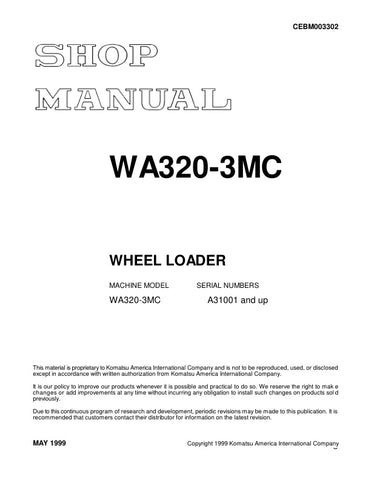 Unlock the full potential of your KOMATSU WA320-3MC with the comprehensive SHOP MANUAL CEBM003302, available as a convenient PDF file. This essential resource provides detailed insights into maintenance, troubleshooting, and repair procedures, ensuring your equipment operates at peak performance. With easy navigation and clear illustrations, this manual is designed for both seasoned professionals and DIY enthusiasts, making it an invaluable addition to your toolkit. Don't miss the opportunity to enhance you