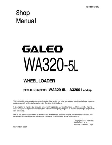 Unlock the full potential of your KOMATSU WA320-5L Wheel Loader with the comprehensive CEBM012004 Shop Manual, available in a convenient PDF format. This essential resource provides detailed insights into maintenance, troubleshooting, and repair procedures, ensuring your equipment operates at peak performance. With easy navigation and clear illustrations, this manual is designed for both seasoned professionals and DIY enthusiasts, making it an invaluable addition to your toolkit. Don't miss the opportunity 