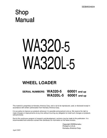 Unlock the full potential of your KOMATSU WA320-5 and WA320L-5 wheel loaders with the comprehensive shop manual SEBM034604, available in a convenient PDF format. This essential resource provides detailed maintenance procedures, troubleshooting tips, and specifications to ensure your equipment operates at peak performance. With easy navigation and clear illustrations, this manual is designed for both seasoned professionals and DIY enthusiasts, making it an invaluable addition to your toolkit. Enhance your op