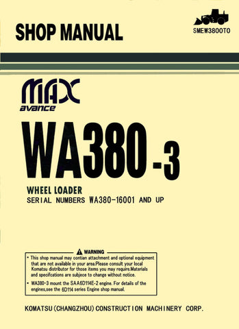Unlock the full potential of your KOMATSU WA380-3 Wheel Loader with the comprehensive SMEW3800T0 Shop Manual, designed specifically for models 16001 and up. This PDF file is an essential resource for operators and technicians alike, providing detailed diagrams, maintenance tips, and troubleshooting guidance to ensure optimal performance and longevity of your equipment. With easy navigation and clear instructions, you can confidently tackle repairs and maintenance tasks, saving time and reducing downtime. 