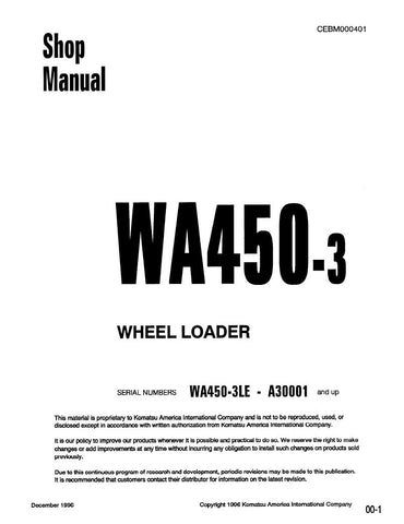 Unlock the full potential of your KOMATSU WA450-3 Wheel Loader with the comprehensive Shop Manual (CEBM000401) in PDF format. This essential resource provides detailed insights into maintenance, troubleshooting, and repair procedures, ensuring your equipment operates at peak performance. With easy navigation and clear illustrations, this manual is designed for both seasoned professionals and DIY enthusiasts, making it an invaluable addition to your toolkit. Enhance your productivity and extend the lifespan 