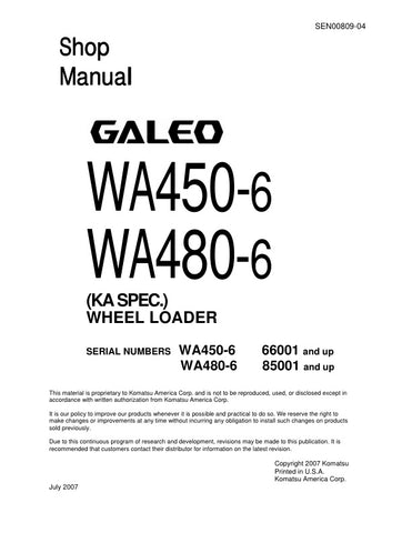 Unlock the full potential of your KOMATSU WA450-6 and WA480-6 wheel loaders with the comprehensive SHOP MANUAL SEN00809-04, available in a convenient PDF format. This essential resource provides detailed maintenance procedures, troubleshooting tips, and specifications tailored for models 66001 & UP and 85001 & UP. Enhance your operational efficiency and ensure your equipment runs smoothly with expert guidance at your fingertips. Perfect for both seasoned professionals and DIY enthusiasts, this manual is a m