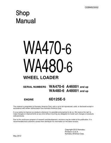 Unlock the full potential of your KOMATSU WA470-6 and WA480-6 wheel loaders with the comprehensive SHOP MANUAL CEBM023002, available in a convenient PDF format. This essential resource provides detailed maintenance and repair instructions, ensuring your equipment operates at peak performance. With easy navigation and clear diagrams, you can quickly find the information you need to tackle any job efficiently. Invest in this manual today to enhance your productivity and extend the lifespan of your machinery.