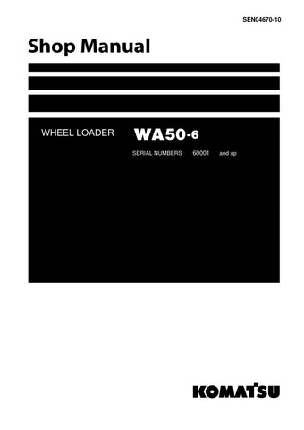 Unlock the full potential of your KOMATSU WA50-6 Wheel Loader with the comprehensive Shop Manual SEN04670-10, available in a convenient PDF format. This essential guide provides detailed insights into maintenance, troubleshooting, and repair procedures, ensuring your equipment operates at peak performance. With easy navigation and clear illustrations, this manual is designed for both seasoned professionals and DIY enthusiasts, making it an invaluable resource for keeping your loader in top condition. Don't 