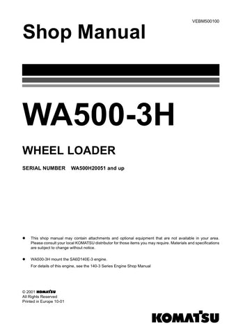  Enhance your maintenance and repair capabilities with the KOMATSU WA500-3H Wheel Loader Shop Manual (VEBM500100). This comprehensive PDF file is designed specifically for models WA500H20051 and up, providing detailed insights into the machine's operation, troubleshooting, and repair procedures. With clear diagrams and step-by-step instructions, this manual ensures you can efficiently address any issues, prolonging the life of your equipment and maximizing productivity. Invest in this essential resource tod
