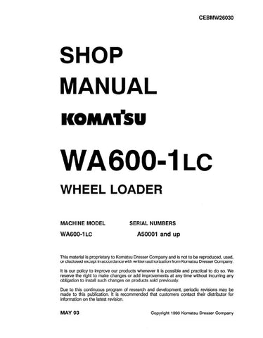 Enhance your maintenance and repair capabilities with the KOMATSU WA600-1LC A50001 & UP Wheel Loader Shop Manual (CEBMW26030) in PDF format. This comprehensive manual provides detailed insights into the operation, troubleshooting, and servicing of your wheel loader, ensuring you have the right information at your fingertips. With clear diagrams and step-by-step instructions, you can confidently tackle repairs and keep your equipment running smoothly, ultimately saving time and reducing downtime. Invest in t