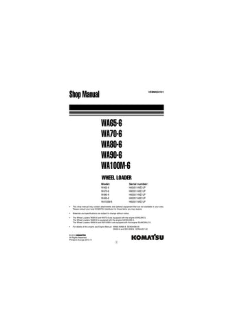 Unlock the full potential of your KOMATSU WA65-6, WA70-6, WA80-6, WA90-6, and WA100M-6 wheel loaders with the comprehensive Shop Manual VEBM550101, available in a convenient PDF format. This essential guide provides detailed maintenance procedures, troubleshooting tips, and technical specifications, ensuring you can keep your equipment running smoothly and efficiently. With easy navigation and clear illustrations, this manual is an invaluable resource for both seasoned professionals and DIY enthusiasts, emp