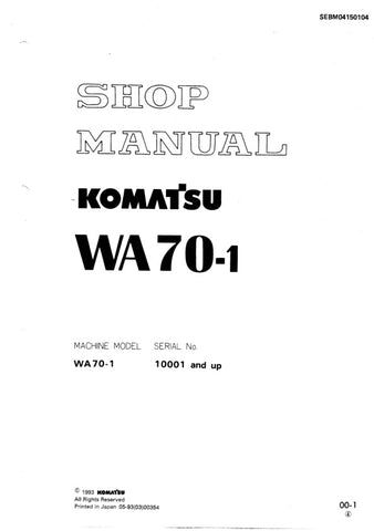  Unlock the full potential of your KOMATSU WA70-1 with the comprehensive Shop Manual SEBM04150104, designed for models 10001 and up. This PDF file is an essential resource for technicians and DIY enthusiasts alike, providing detailed instructions, schematics, and troubleshooting tips to ensure optimal performance and maintenance of your equipment. With easy navigation and clear illustrations, you can confidently tackle repairs and keep your machine running smoothly, saving time and money in the process. Don
