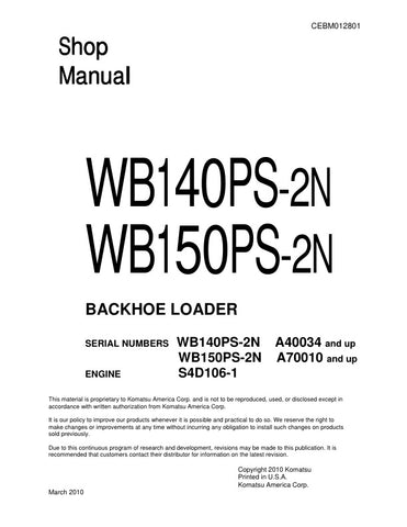 Unlock the full potential of your KOMATSU WB140PS-2N and WB150PS-2N backhoe loaders with the comprehensive shop manual CEBM012801, available in a convenient PDF format. This essential resource provides detailed diagrams, maintenance tips, and troubleshooting guidance, ensuring you can keep your equipment running smoothly and efficiently. Perfect for both seasoned professionals and DIY enthusiasts, this manual is your go-to guide for maximizing performance and minimizing downtime. Don't miss out on the oppor