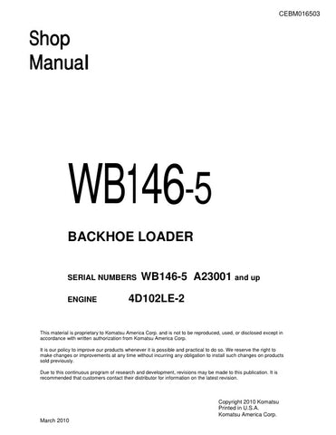 Unlock the full potential of your KOMATSU WB146-5 backhoe loader with the comprehensive shop manual (CEBM016503) in PDF format. This essential resource provides detailed diagrams, maintenance tips, and troubleshooting guidance, ensuring you can keep your equipment running smoothly and efficiently. Perfect for both seasoned professionals and DIY enthusiasts, this manual is your go-to guide for maximizing performance and minimizing downtime. Download your copy today and take the first step towards enhanced pr