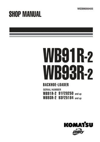 Unlock the full potential of your KOMATSU WB91R-2 and WB93R-2 backhoe-loader with the comprehensive Shop Manual (WEBM000405) in PDF format. This essential resource provides detailed insights into maintenance, troubleshooting, and repair procedures, ensuring your equipment operates at peak performance. With easy navigation and clear illustrations, this manual is designed for both seasoned professionals and DIY enthusiasts, making it an invaluable addition to your toolkit. Don't miss the opportunity to enhanc