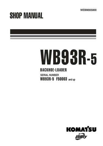 Unlock the full potential of your KOMATSU WB93R-5 backhoe loader with the comprehensive SHOP MANUAL (WEBM005800) in PDF format. This essential guide provides detailed insights into maintenance, troubleshooting, and repair procedures, ensuring your equipment operates at peak performance. With easy navigation and clear illustrations, this manual is designed for both seasoned professionals and DIY enthusiasts, making it an invaluable resource for keeping your machinery in top shape. Don't miss out on the oppor