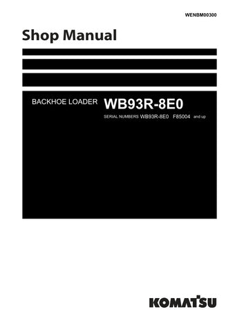 Unlock the full potential of your KOMATSU WB93R-8E0 backhoe loader with the comprehensive shop manual (WENBM00300) in PDF format. This essential resource provides detailed diagrams, maintenance tips, and troubleshooting guidance, ensuring you can keep your equipment running smoothly and efficiently. Perfect for both seasoned professionals and DIY enthusiasts, this manual is your go-to guide for maximizing performance and minimizing downtime. Download now and take the first step towards expert-level maintena