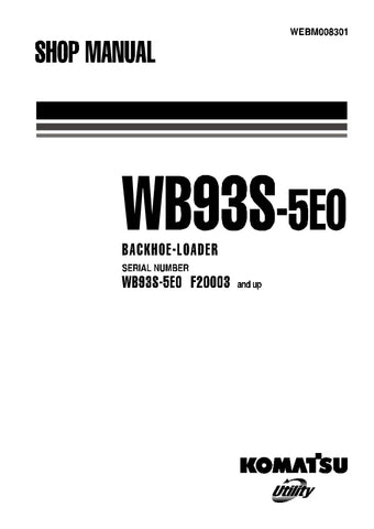 Unlock the full potential of your KOMATSU WB93S-5E0 Backhoe Loader with the comprehensive Shop Manual (WEBM008301) in PDF format. This essential guide provides detailed insights into maintenance, troubleshooting, and repair procedures, ensuring your equipment operates at peak performance. With easy navigation and clear illustrations, this manual is designed for both seasoned professionals and DIY enthusiasts, making it an invaluable resource for keeping your machinery in top condition. Don't miss out on the