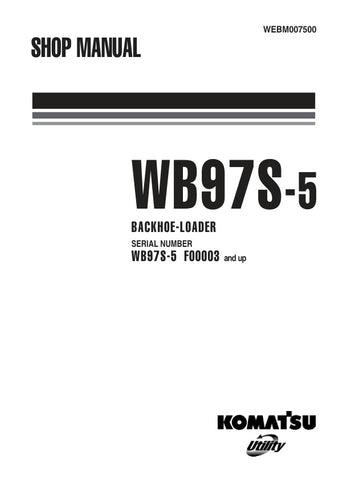 Unlock the full potential of your KOMATSU WB97S-5 backhoe loader with the comprehensive SHOP MANUAL (WEBM007500) in PDF format. This essential guide provides detailed insights into maintenance, troubleshooting, and repair procedures, ensuring your equipment operates at peak performance. With easy navigation and clear illustrations, this manual is designed for both seasoned professionals and DIY enthusiasts, making it an invaluable resource for keeping your machinery in top shape. Don't miss out on the oppor