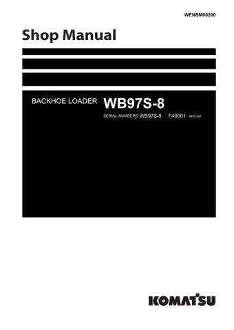 Unlock the full potential of your KOMATSU WB97S-8 Backhoe Loader with the comprehensive WENBM00200 Shop Manual, available in a convenient PDF format. This essential resource provides detailed insights into maintenance, troubleshooting, and repair procedures, ensuring your equipment operates at peak performance. With easy navigation and clear illustrations, this manual is designed for both seasoned professionals and DIY enthusiasts, making it an invaluable addition to your toolkit. Don't miss the opportunity