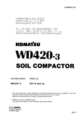 Unlock the full potential of your KOMATSU WD420-3 excavator with the comprehensive shop manual SEBMW01100, available in a convenient PDF format. This essential resource provides detailed schematics, maintenance guidelines, and troubleshooting tips specifically designed for models 53114 and up, ensuring you have the knowledge to keep your equipment running smoothly. Whether you're a seasoned technician or a DIY enthusiast, this manual is your go-to guide for efficient repairs and optimal performance. Don't m