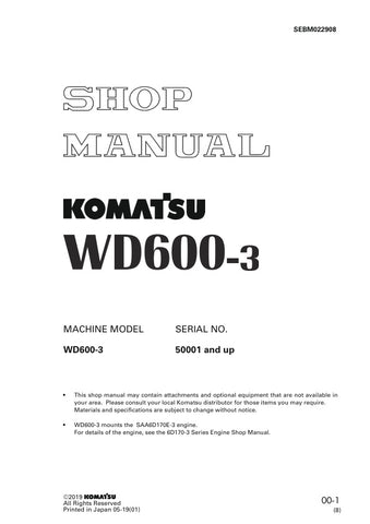  Unlock the full potential of your KOMATSU WD600-3 with the comprehensive Shop Manual SEBM022908, designed specifically for models 50001 and up. This PDF file is an essential resource for technicians and DIY enthusiasts alike, providing detailed diagrams, troubleshooting tips, and maintenance procedures to ensure your equipment operates at peak performance. With easy navigation and clear instructions, this manual empowers you to tackle repairs confidently, saving you time and money. Enhance your operational