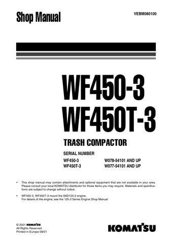  Enhance your maintenance capabilities with the KOMATSU WF450-3 & WF450T-3 Trash Compactor Shop Manual (VEBM080100) in PDF format. This comprehensive guide is designed for models W078-54101 and up, as well as W077-54101 and up, providing you with detailed instructions, diagrams, and troubleshooting tips to keep your equipment running smoothly. With easy access to essential information, you can ensure optimal performance and longevity of your trash compactor, making it an invaluable resource for operators an