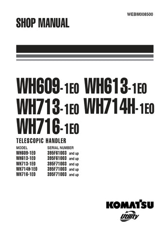 Unlock the full potential of your KOMATSU telescopic handler with the comprehensive shop manual (WEBM008500) in PDF format, designed specifically for models WH609-1E0, WH613-1E0, WH713-1E0, WH714H-1E0, and WH716-1E0. This essential resource provides detailed diagrams, troubleshooting tips, and maintenance procedures to ensure optimal performance and longevity of your equipment. With easy navigation and instant access, you can quickly find the information you need to keep your handler running smoothly, makin