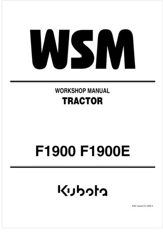 Unlock the full potential of your KUBOTA F1900 and F1900E tractors with the comprehensive Workshop Manual (97897-11532) in PDF format. This essential guide provides detailed insights into maintenance, troubleshooting, and repair procedures, ensuring your equipment operates at peak performance.