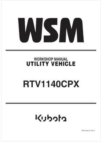 Unlock the full potential of your KUBOTA RTV1140CPX Utility Vehicle with the comprehensive Workshop Manual (9Y111-02933) in PDF format. This essential guide is designed to provide you with detailed insights into maintenance, troubleshooting, and repair procedures, ensuring your vehicle operates at peak performance.