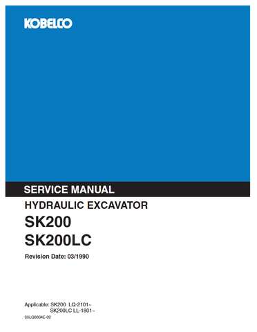 Kobelco SK200, SK200LC Excavator Shop Manual