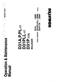 Komatsu D31A-17, D31P-17, D31PL-17, D31PLL-17, D31P-17A Crawler Dozer Operator's Manual S/N 32001, 32003