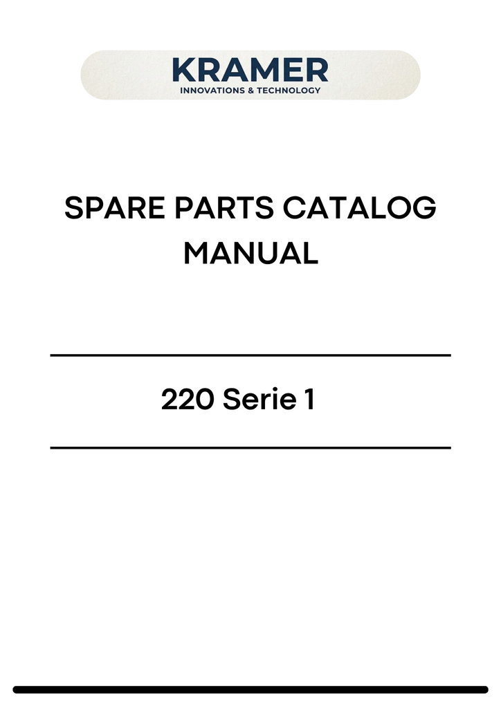 Kramer 220 Serie 1 Spare Parts Catalog Manual PDF