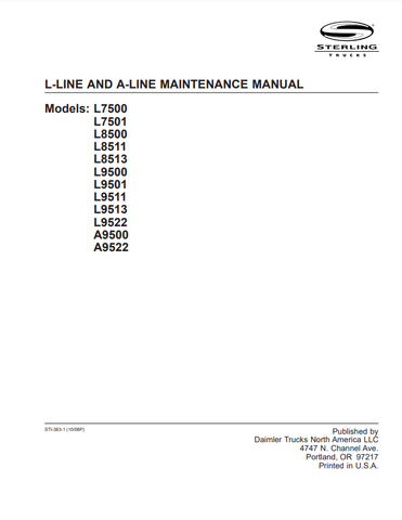 (L7500 thru L9513) and A Line (A9500 , A9522) - Sterling L-Line Truck Maintenance Manual PDF Download