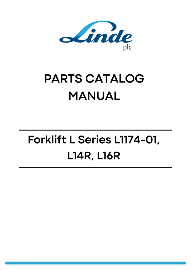 Linde Forklift L Series L1174-01, L14R, L16R Parts Catalog Manual PDF