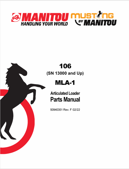 MUSTANG 106 ARTICULATED LOADER (50940351) PARTS MANUAL - PDF FILE