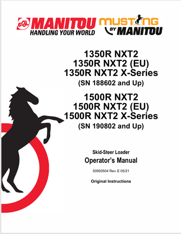 MUSTANG 1350R NXT2, 1500R NXT2 (50950504) OPERATOR'S MANUAL - PDF FILE