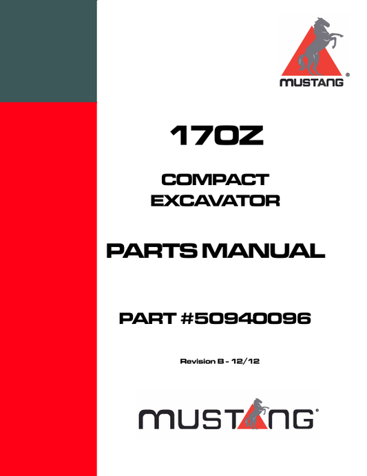 MUSTANG 170Z COMPACT EXCAVATOR (50940096) OPERATOR'S MANUAL - PDF FILE