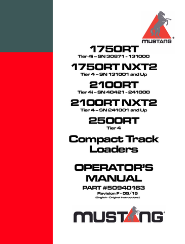MUSTANG 1750RT, 1750RT NXT2 (50940163) OPERATOR'S MANUAL - PDF FILE