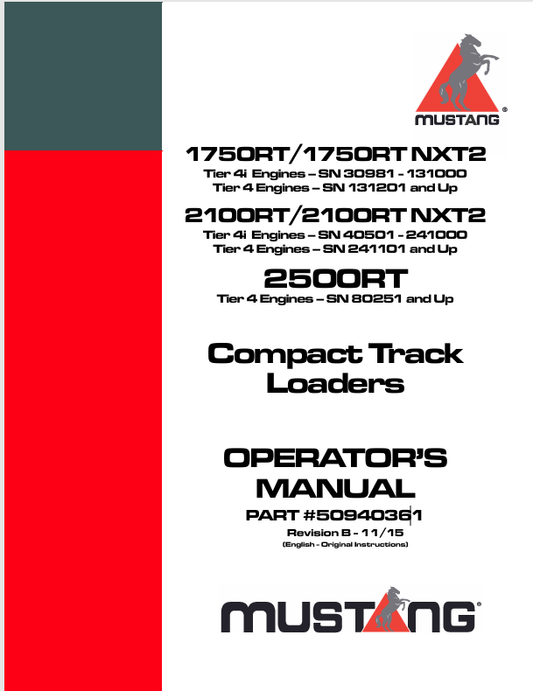 MUSTANG 1750RT, 1750RT NXT2 (50940361) OPERATOR'S MANUAL - PDF FILE