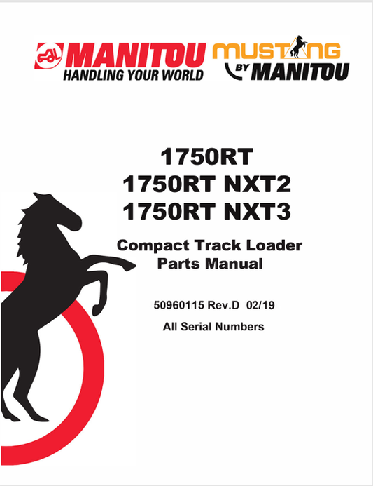 MUSTANG 1750RT COMPACT TRACK LOADER (50960115) PARTS MANUAL - PDF FILE