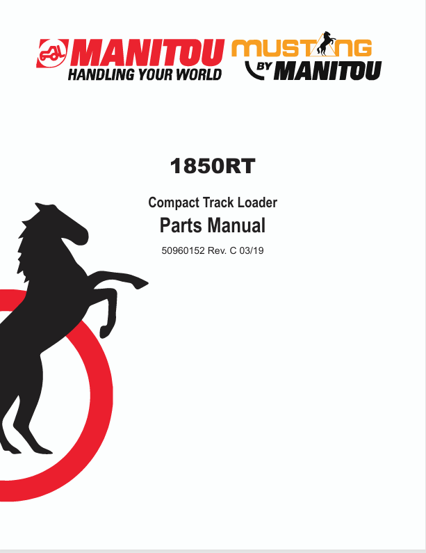 MUSTANG 1850RT COMPACT TRACK LOADER (50960152) PARTS MANUAL - PDF FILE